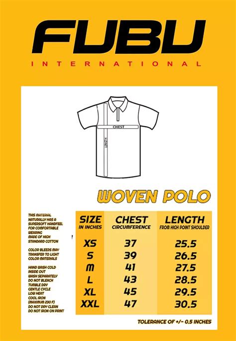 fubu size chart.